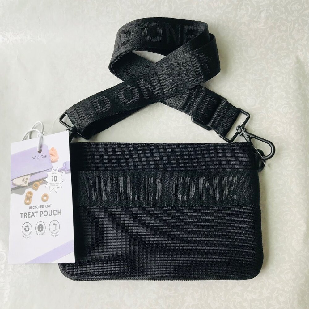 WILD ONE DOG TREAT POUCH & Poop Bag Dispenser Wear 2 Ways CROSSBODY BLACK